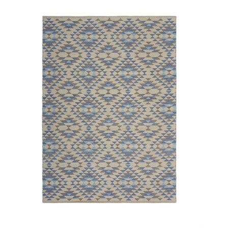 Homeroots 5 x 7 ft. Blue Decorative Lattice Area Rug 395475